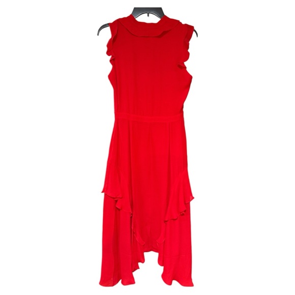 PARKER NEW YORK NWT ATLANTA RUFFLED MIDI DRESS MONACO RED SZ 4 - Picture 4 of 7